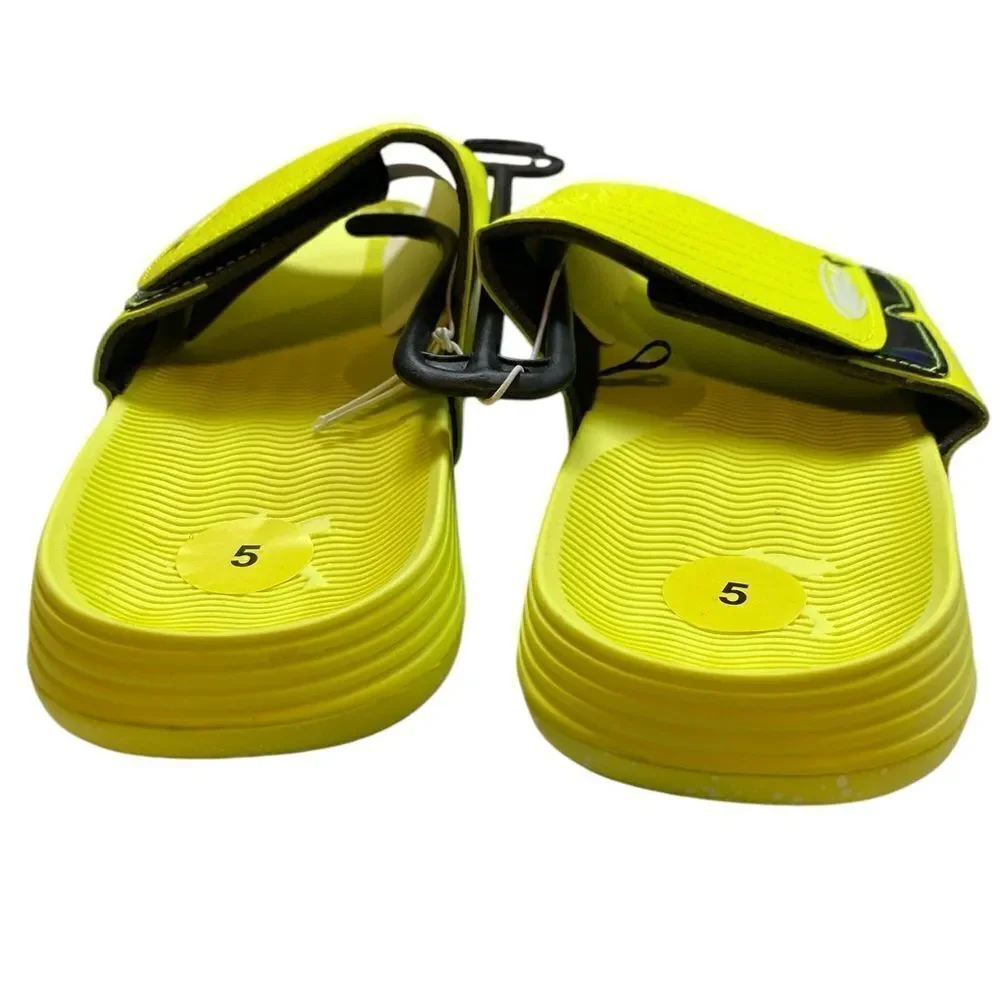 NWOB AND 1 - Youth Bright Yellow Adjustable Slip On Athletic Slides  - Size 5